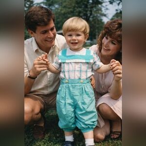 Vtg Mondays Child 3T Toddler Baby GIRL  Overalls Romper Plaid 80s 90s Usa